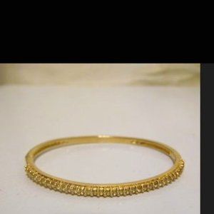 RARE Technibond White Topaz Gemstone Hinged Bangle Bracelet  7-1/4"